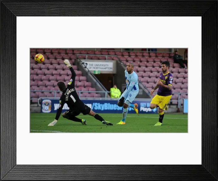 Framed Print : Coventry City Strikes Twice: Sky Bet League One Victory Over Notts County at Sixfields Framed Print : Coventry City Strikes Twice: Sky Bet League One Victory Over Notts County at Sixfields