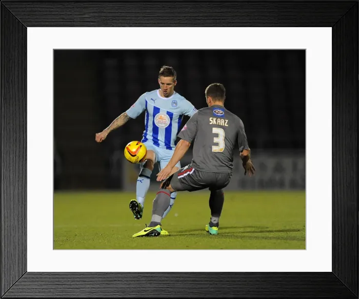 Framed Print : Intense Rivalry: Coventry City vs Rotherham United - A Battle for the Ball in Sky Bet League One
