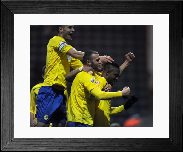 Framed Print : Franck Moussa Scores Equalizer for Coventry City Against Preston North End in Sky Bet League One Framed Print : Franck Moussa Scores Equalizer for Coventry City Against Preston North End in Sky Bet League One