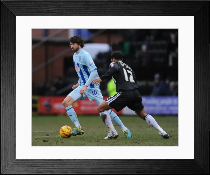 Framed Print : Battle for the Ball: Mullins vs. Barton in Notts County vs. Coventry City League One Clash Framed Print : Battle for the Ball: Mullins vs. Barton in Notts County vs. Coventry City League One Clash
