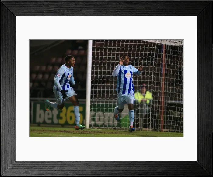 Framed Print : Coventry City: Moussa and Akpom Celebrate Opening Goal in Sky Bet League One Match Against Carlisle United Framed Print : Coventry City: Moussa and Akpom Celebrate Opening Goal in Sky Bet League One Match Against Carlisle United