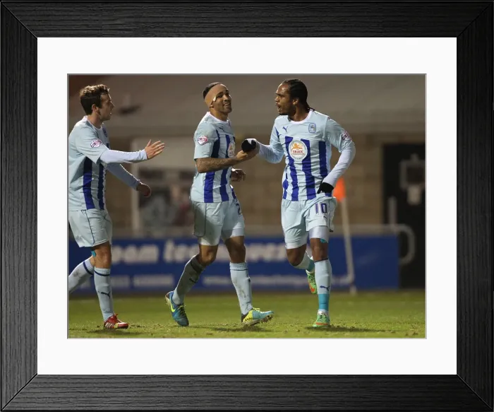 Framed Print : Coventry City's Delfouneso and Wilson: Celebrating Winning Goals Against Walsall in Sky Bet League One Framed Print : Coventry City's Delfouneso and Wilson: Celebrating Winning Goals Against Walsall in Sky Bet League One