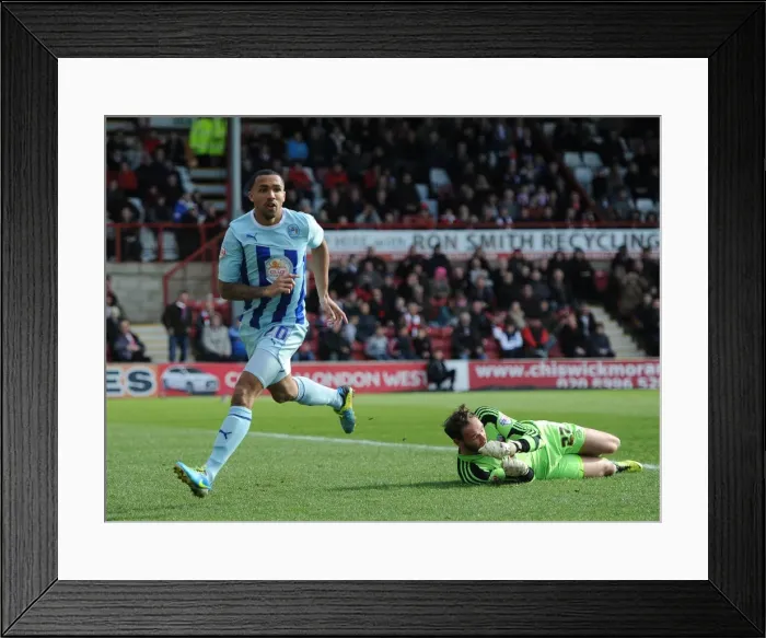 Framed Print : Callum Wilson Scores First Goal for Coventry City Against Brentford in Sky Bet League One (22-03-2014) Framed Print : Callum Wilson Scores First Goal for Coventry City Against Brentford in Sky Bet League One (22-03-2014)