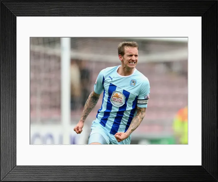 Framed Print : Carl Baker's Goal: Coventry City Clinches Sky Bet League One Victory Over Milton Keynes Dons (05-04-2014)