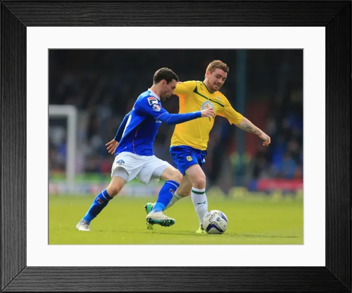 Framed Print : David Worrall vs. John Fleck: A Riveting Rivalry in Oldham Athletic vs. Coventry City's League One Clash (April 2014) Framed Print : David Worrall vs. John Fleck: A Riveting Rivalry in Oldham Athletic vs. Coventry City's League One Clash (April 2014)