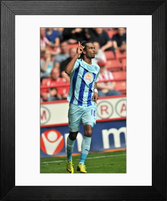 Framed Print : Nathan Delfouneso Scores First Goal: Coventry City's Triumph at Bramall Lane (Sky Bet League One: Sheffield United vs Coventry City)