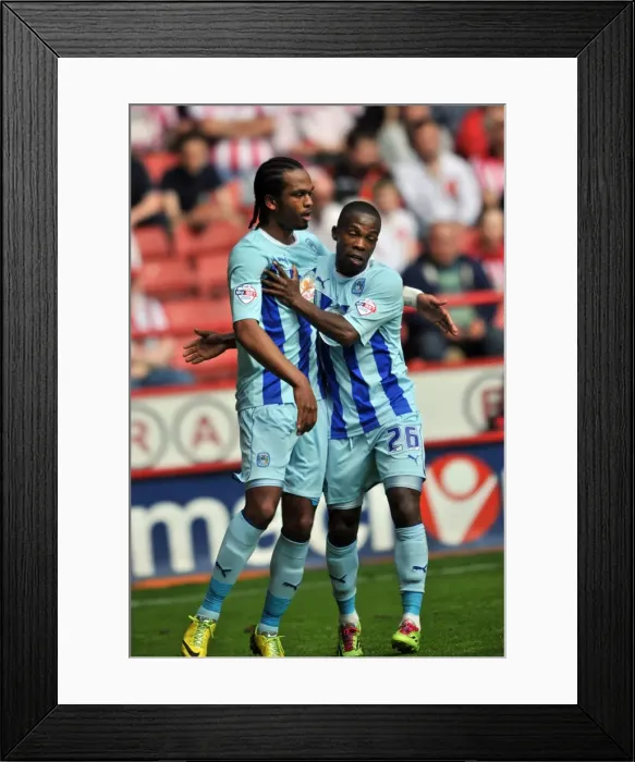 Framed Print : Coventry City: Nathan Delfouneso and Mark Marshall Celebrate First Goal Against Sheffield United (Sky Bet League One, 2014) Framed Print : Coventry City: Nathan Delfouneso and Mark Marshall Celebrate First Goal Against Sheffield United (Sky Bet League One, 2014)