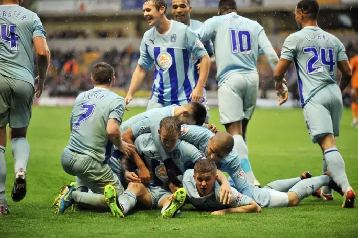 Framed Print : Aaron Phillips Scores Dramatic Equalizer for Coventry City Against Wolves in Sky Bet League 1 Framed Print : Aaron Phillips Scores Dramatic Equalizer for Coventry City Against Wolves in Sky Bet League 1