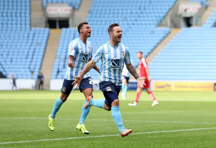 Framed Print : Adam Armstrong Scores First Goal for Coventry City in Sky Bet League One against Chesterfield Framed Print : Adam Armstrong Scores First Goal for Coventry City in Sky Bet League One against Chesterfield