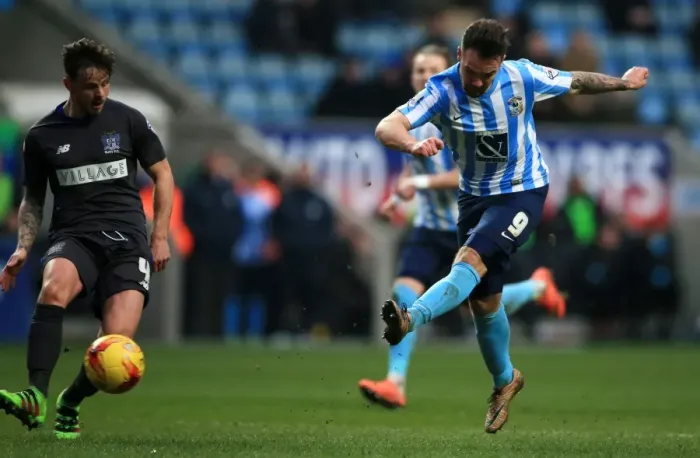 Framed Print : Adam Armstrong's Brace: Coventry City Thrash Bury 6-0 in League One (Ricoh Arena)