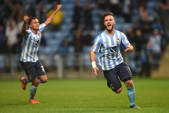 Framed Print : Adam Armstrong's Equalizer: Coventry City vs. Peterborough United in Sky Bet League One Framed Print : Adam Armstrong's Equalizer: Coventry City vs. Peterborough United in Sky Bet League One