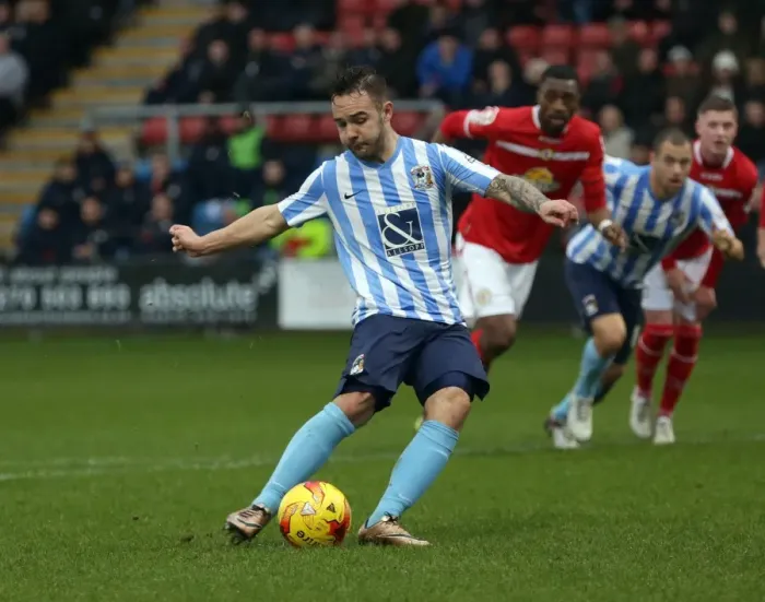 Framed Print : Adam Armstrong's Penalty: Coventry City's Victory over Crewe Alexandra in Sky Bet League One Framed Print : Adam Armstrong's Penalty: Coventry City's Victory over Crewe Alexandra in Sky Bet League One