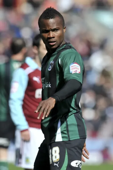 Framed Print : Alex Nimely's Thrilling Goal for Coventry City at Burnley's Turf Moor (Npower Championship, 14-04-2012) Framed Print : Alex Nimely's Thrilling Goal for Coventry City at Burnley's Turf Moor (Npower Championship, 14-04-2012)