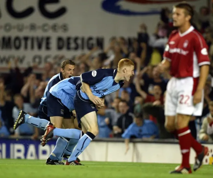 Framed Print : Andrew Whing's Equalizer: Coventry City vs. Nottingham Forest (Division One, 2003) Framed Print : Andrew Whing's Equalizer: Coventry City vs. Nottingham Forest (Division One, 2003)