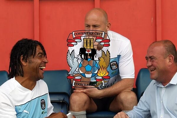 Andy Thorn and Coventry City Coaches Shaw and Carsley at Pre-Season Friendly against Hinckley United