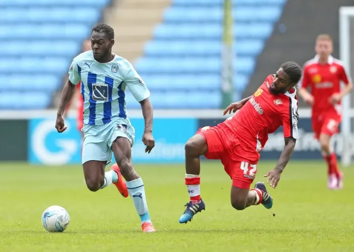 Framed Print : Battle for the Ball: Coventry City vs Crewe Alexandra - Coventry's Frank Nouble and Crewe's Anthony Grant Clash in Sky Bet League One Framed Print : Battle for the Ball: Coventry City vs Crewe Alexandra - Coventry's Frank Nouble and Crewe's Anthony Grant Clash in Sky Bet League One