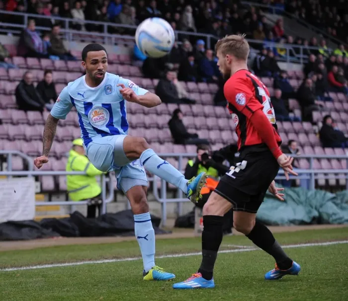 Framed Print : Battle for the Ball: Coventry City vs. Shrewsbury Town - Sky Bet League One Framed Print : Battle for the Ball: Coventry City vs. Shrewsbury Town - Sky Bet League One