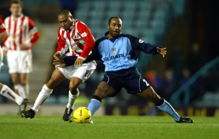 Framed Print : Battle for the Ball: Coventry City vs. Sunderland - A Rivalry Ignited: Julian Joachim vs. Jeff Whitley (Nationwide League Division One, 08-12-2003) Framed Print : Battle for the Ball: Coventry City vs. Sunderland - A Rivalry Ignited: Julian Joachim vs. Jeff Whitley (Nationwide League Division One, 08-12-2003)