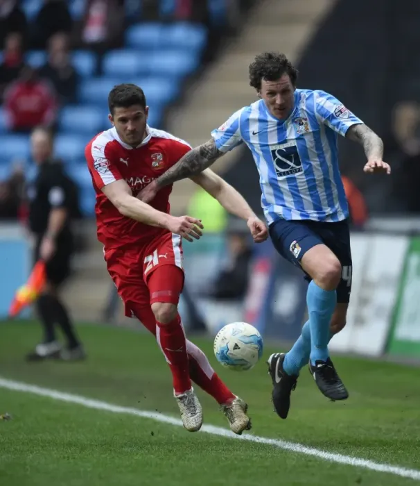 Framed Print : Battle for the Ball: Coventry City vs Swindon Town in Sky Bet League One Framed Print : Battle for the Ball: Coventry City vs Swindon Town in Sky Bet League One