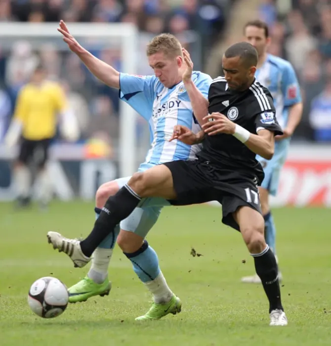 Framed Print : Battle for the Ball: Freddy Eastwood vs Jose Bosingwa, Coventry City vs Chelsea FA Cup Sixth Round, Ricoh Arena Framed Print : Battle for the Ball: Freddy Eastwood vs Jose Bosingwa, Coventry City vs Chelsea FA Cup Sixth Round, Ricoh Arena