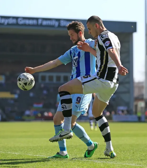Framed Print : Battle for the Ball: Hollis vs. Proschwitz - Coventry City vs. Notts County in Sky Bet League One Framed Print : Battle for the Ball: Hollis vs. Proschwitz - Coventry City vs. Notts County in Sky Bet League One