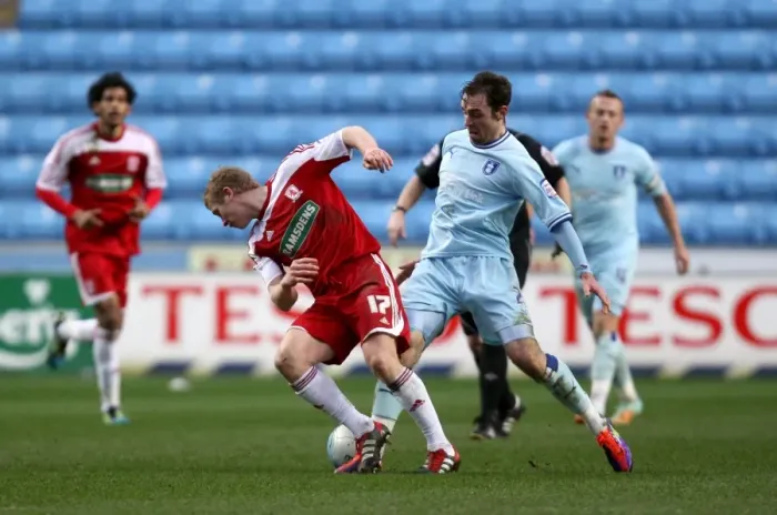 Framed Print : Battle for the Ball: Keogh vs. Robson - Coventry City vs. Middlesbrough Championship Clash (21-01-2012) Framed Print : Battle for the Ball: Keogh vs. Robson - Coventry City vs. Middlesbrough Championship Clash (21-01-2012)