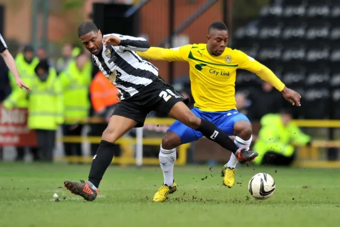 Framed Print : Battle for the Ball: Moussa vs. Thompson - Coventry City vs. Notts County Rivalry Framed Print : Battle for the Ball: Moussa vs. Thompson - Coventry City vs. Notts County Rivalry