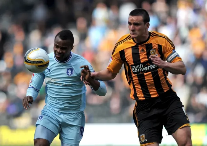 Framed Print : Battle for the Ball: Tchuimeni-Nimely vs. Hobbs at KC Stadium (Coventry City vs. Hull City, Npower Football League Championship, 31-03-2012) Framed Print : Battle for the Ball: Tchuimeni-Nimely vs. Hobbs at KC Stadium (Coventry City vs. Hull City, Npower Football League Championship, 31-03-2012)