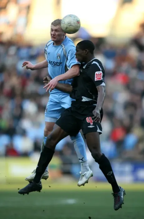 Framed Print : Battle for the FA Cup: Robbie Simpson vs. Leon Barnett - Aerial Clash at The Ricoh Arena (Coventry City vs. West Bromwich Albion, FA Cup Fifth Round, 2008) Framed Print : Battle for the FA Cup: Robbie Simpson vs. Leon Barnett - Aerial Clash at The Ricoh Arena (Coventry City vs. West Bromwich Albion, FA Cup Fifth Round, 2008)