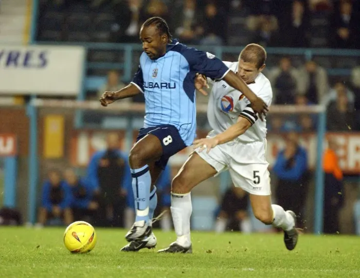 Framed Print : A Battle at Highfield Road: Coventry vs. Watford (0-0 Stalemate - Patrick Suffo vs. Neil Cox, January 10, 2004) Framed Print : A Battle at Highfield Road: Coventry vs. Watford (0-0 Stalemate - Patrick Suffo vs. Neil Cox, January 10, 2004)