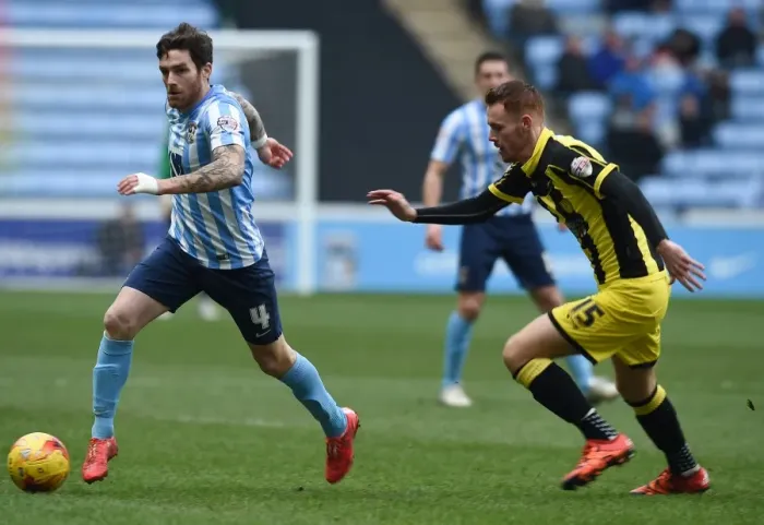 Framed Print : Battle of the Midfield: Vincelot vs. Naylor in Coventry City vs. Burton Albion (Sky Bet League One)