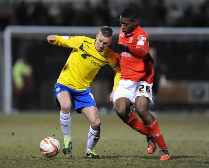 Framed Print : Battling for Johnstones Paint Trophy Glory: Aneke vs. Baker Framed Print : Battling for Johnstones Paint Trophy Glory: Aneke vs. Baker