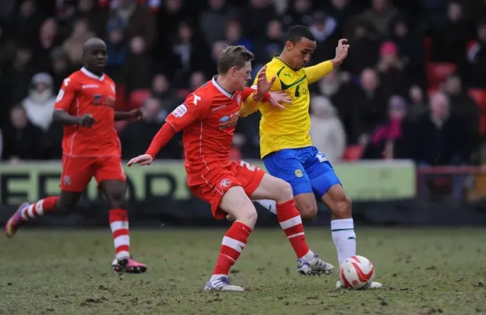 Framed Print : Battling for Possession: Downing vs. Wilson, Walsall vs. Coventry City Football Match Framed Print : Battling for Possession: Downing vs. Wilson, Walsall vs. Coventry City Football Match