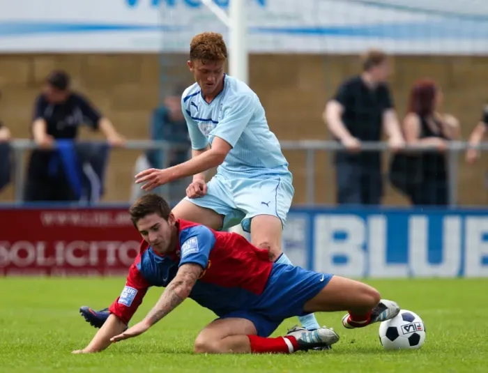 Framed Print : Battling for Possession: Hinckley United vs Coventry City (Pre-Season Friendly) Framed Print : Battling for Possession: Hinckley United vs Coventry City (Pre-Season Friendly)