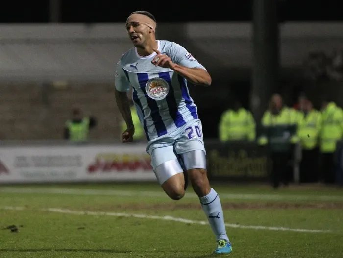 Framed Print : Callum Wilson's Stunner: Coventry City's Epic Victory Against Walsall in Sky Bet League One (05-03-2014, Sixfields Stadium) Framed Print : Callum Wilson's Stunner: Coventry City's Epic Victory Against Walsall in Sky Bet League One (05-03-2014, Sixfields Stadium)
