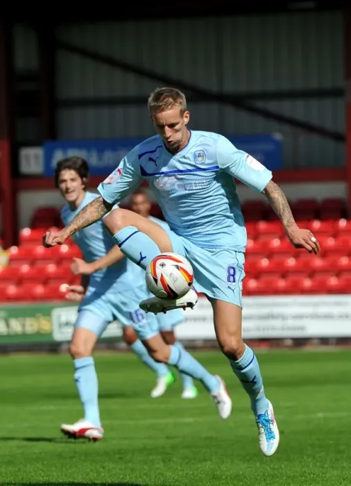 Framed Print : Carl Baker Leads Coventry City Charge in Npower League One Clash at Crewe Alexandra (September 1, 2012) Framed Print : Carl Baker Leads Coventry City Charge in Npower League One Clash at Crewe Alexandra (September 1, 2012)