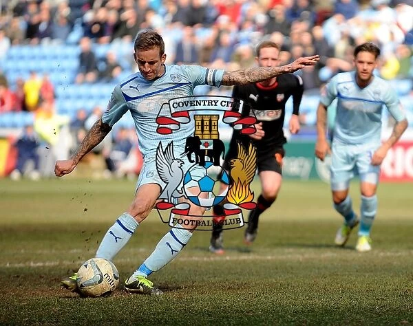 Carl Baker Scores Opening Penalty for Coventry City against Brentford at Ricoh Arena
