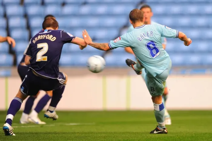 Framed Print : Carl Baker Scores the Second Goal: Coventry City vs. Derby County in the Npower Championship at Ricoh Arena Framed Print : Carl Baker Scores the Second Goal: Coventry City vs. Derby County in the Npower Championship at Ricoh Arena