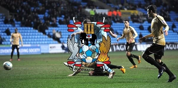 Carl Dickinson's Shot: Coventry City vs Colchester United in Npower League One at Ricoh Arena
