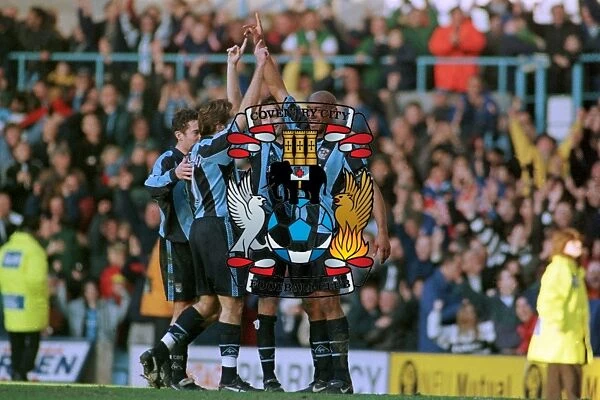 Celebrating Glory: Coventry City's Unforgettable Moment - Dublin, Telfer, Huckerby, and Whelan's FA Carling Premiership Victory over Barnsley (1998)