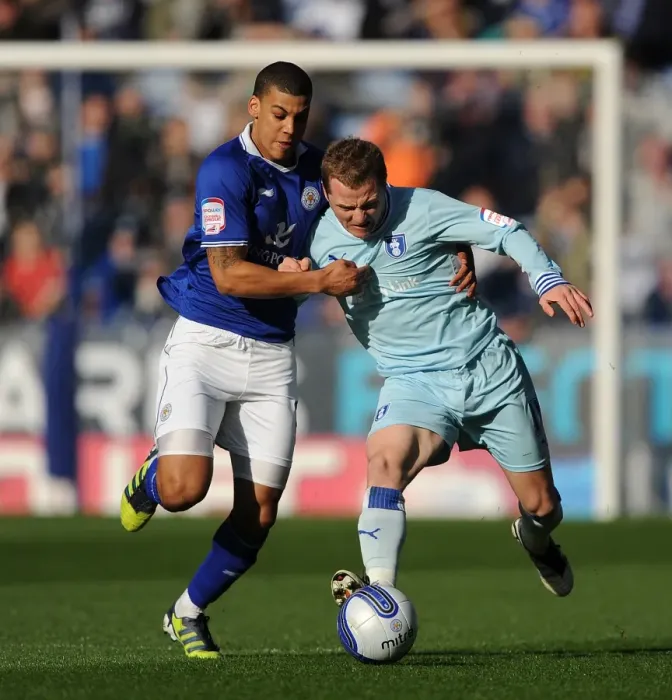Framed Print : Championship Showdown: McSheffrey and Peltier Go Head-to-Head at The King Power Stadium (Leicester City vs Coventry City) Framed Print : Championship Showdown: McSheffrey and Peltier Go Head-to-Head at The King Power Stadium (Leicester City vs Coventry City)
