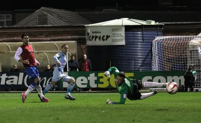 Framed Print : Chris Hussey Scores Coventry City's Fourth Goal in Johnstone's Paint Trophy Match