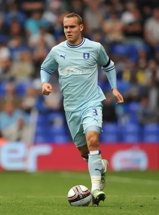 Framed Print : Chris Hussey vs. Birmingham City: Coventry City's Defender Faces Off in the 2011-12 Npower Championship Match at St. Andrew's