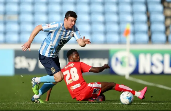 Framed Print : Chris Stokes: Coventry City's Masterful Evasion of Chesterfield's Gboly Ariyibi (Sky Bet League One)