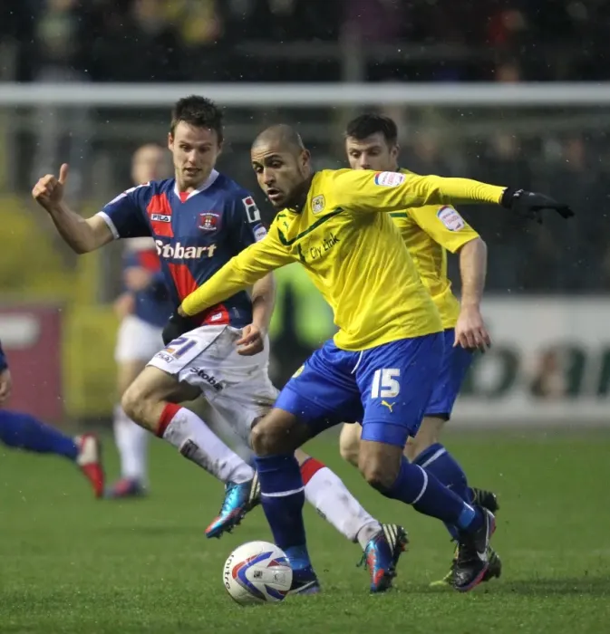 Framed Print : Clarke vs Bennett: A Battle of Willpower in Coventry City's Npower League One Clash against Carlisle United Framed Print : Clarke vs Bennett: A Battle of Willpower in Coventry City's Npower League One Clash against Carlisle United