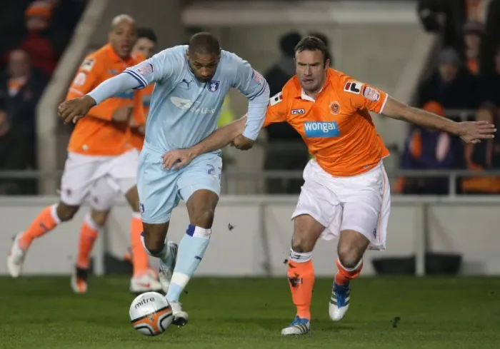 Framed Print : Clash at Bloomfield Road: Coventry City vs. Blackpool - Npower Championship Battle: Platt vs. Evatt Framed Print : Clash at Bloomfield Road: Coventry City vs. Blackpool - Npower Championship Battle: Platt vs. Evatt