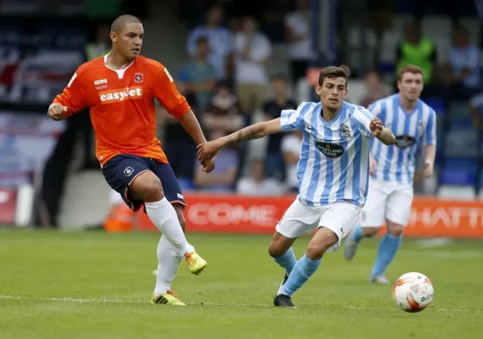 Framed Print : Clash of the Midfield Maestros: Nathan Doyle vs. Ruben Lameiras at Kenilworth Road Framed Print : Clash of the Midfield Maestros: Nathan Doyle vs. Ruben Lameiras at Kenilworth Road