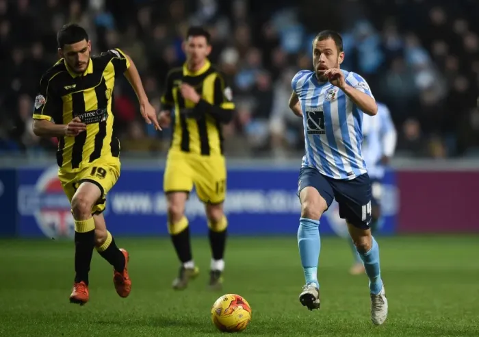 Framed Print : Clash of the Midfielders: O'Connor vs. Cole in Coventry City vs. Burton Albion (Sky Bet League One) Framed Print : Clash of the Midfielders: O'Connor vs. Cole in Coventry City vs. Burton Albion (Sky Bet League One)
