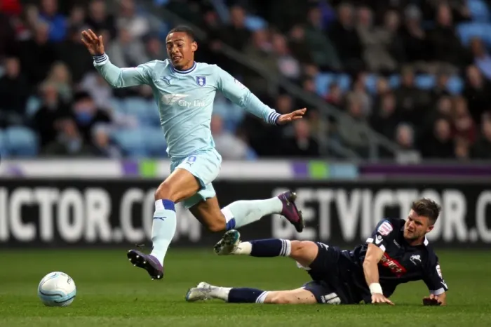 Framed Print : Clash at Ricoh Arena: Jordan Clarke vs. Scott Barron - Coventry City vs. Millwall Championship Showdown Framed Print : Clash at Ricoh Arena: Jordan Clarke vs. Scott Barron - Coventry City vs. Millwall Championship Showdown