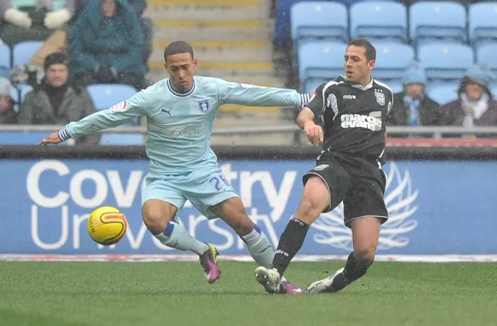 Framed Print : Clash at Ricoh Arena: Jordon Clarke vs. Michael Chopra - A Football Rivalry Unfolds Framed Print : Clash at Ricoh Arena: Jordon Clarke vs. Michael Chopra - A Football Rivalry Unfolds